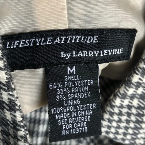 Lifestyle Attitude by Larry Levine Collarless Houndstooth Jacket M Grey White - Picture 15 of 15